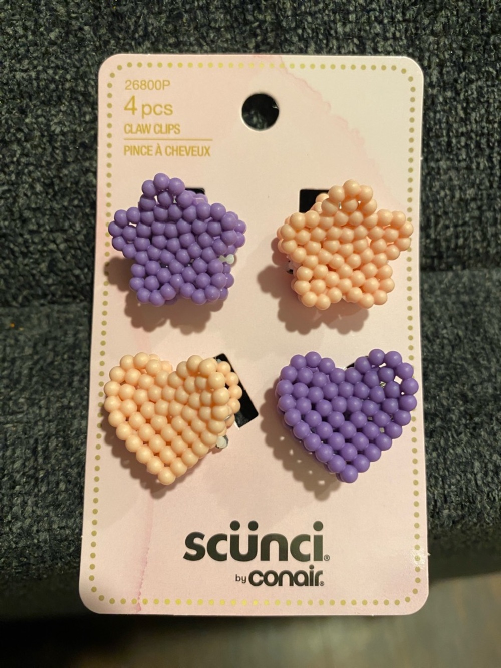Peach & Lavender Beaded Claw Clips - 4 Pack
